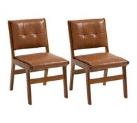 HOMCOM Lot de 2 chaises de Salle à Manger, chaises de Cuisine Modernes, rembourrées en PU, Assise rembourrée, Pieds en Bois, pour Salon, Marron