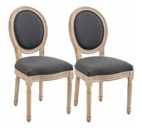 HOMCOM Lot de 2 Chaises de Salle à Manger, Chaises Médaillon Style Louis XVI, Assise et Dossier Rembourrés en Effet Lin, Gris