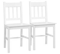 HOMCOM Lot de 2 chaises de Salle à Manger en Bois Massif, Chaise de Cuisine, Dossier Lattes, Esprit Campagne, pour Salon, Salle de séjour, Cuisine, Blanc