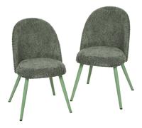 HOMCOM Lot de 2 Chaises de Salle à Manger en Velours avec Assise Rembourrée, Vert Foncé