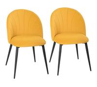 HOMCOM Lot de 2 chaises de Salle à Manger en Velours, chaises de Cuisine avec Dossier incurvé en Forme de Coquillage, Pieds en Acier, Style Nordique, chaises rembourrées pour la Cuisine, la Chambre à