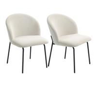 HOMCOM Lot de 2 chaises de Salle à Manger en Velours côtelé, chaises de Cuisine sans accoudoirs avec Assise Large rembourré, Dossier incurvé et Pieds en Acier, pour Salon, Maison, crème