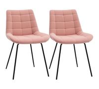 Lot de 2 chaises de salle à manger style chesterfield rose poudré