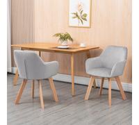 HOMCOM Lot de 2 chaises de salle à manger Fauteuil Assise rembourrée en tissu effet velours Pieds en bois, gris