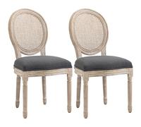 HOMCOM Lot de 2 Chaises de Salle à Manger Médaillon Style Louis XVI Gris