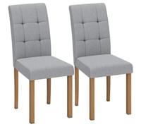 HOMCOM Lot de 2 chaises de Salle à Manger, Chaise de Cuisine Moderne avec siège rembourré en Tissu Effet Lin et Pieds en Bois d'hévéa, pour Salon, Salle à Manger, Gris Clair et Naturel