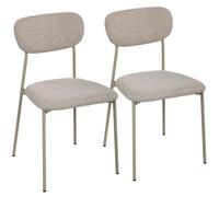 HOMCOM Lot de 2 chaises de Salle à Manger Modernes, chaises de Cuisine empilables en Tissu Effet Lin avec siège et Dossier rembourrés, Pieds en Acier, Marron Clair