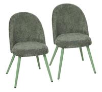 HOMCOM Lot de 2 chaises de Salle à Manger Modernes en Velours, siège et Dossier épais rembourrés, Pieds en métal, pour Salle à Manger, Cuisine ou Bureau à Domicile, Vert foncé