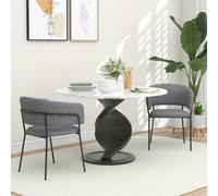 HOMCOM Lot de 2 chaises de salle à manger pieds en acier, assise rembourrée en tissu aspect lin, gris