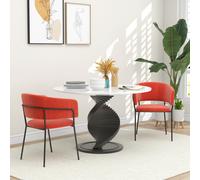 HOMCOM Lot de 2 chaises de salle à manger pieds en acier, assise rembourrée en tissu aspect velours, orange