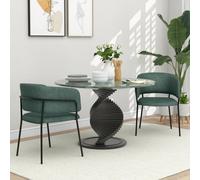 HOMCOM Lot de 2 chaises de salle à manger pieds en acier, assise rembourrée en tissu aspect velours, vert