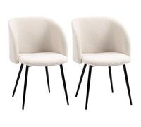 HOMCOM Lot de 2 chaises de salon chaise salle à manger avec dossier en tissu pieds en acier 55 x 62 x 80 cm beige noir