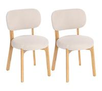 HOMCOM Lot de 2 Chaises de Salle à Manger, Rembourrées, Assise Large, Crème