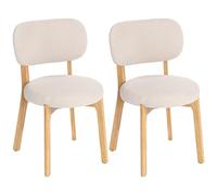HOMCOM Lot de 2 Chaises de Salle à Manger, Rembourrées, Assise Large, Crème