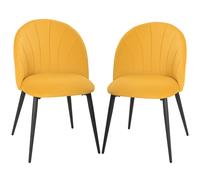 HOMCOM Lot de 2 Chaises de Salle à Manger Rembourrées avec Dossier Coquillage en Velours, 52x55x79 cm, Jaune