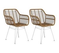 HOMCOM - Lot de 2 chaises de salle à manger - Résine tressée imitation rotin - 56x60x79cm - Marron