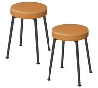 HOMCOM Lot de 2 chaises de salle à manger rondes, chaises de cuisine empilables avec assise rembourrée en PU, marron et noir