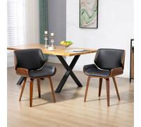 HOMCOM Lot de 2 chaises de salle à manger style vintage assise revêtement synthétique 53l x 54P x 81H cm noir marron