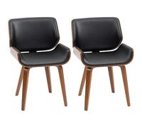 HOMCOM Lot de 2 chaises de Salle à Manger Style Vintage Assise revêtement synthétique Noir et Pieds en Bois