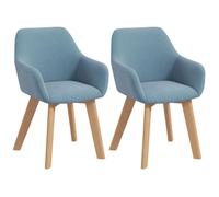 HOMCOM Lot de 2 chaises de Salle à Manger Chaise de Cuisine Assise rembourrée en Tissu Effet Velours Pieds en Bois pour Cuisine Salon Chambre Bureau, Bleu