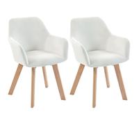 HOMCOM - Lot de 2 chaises de salle à manger - Tissu polyester effet velours - 54x57x80cm - crème