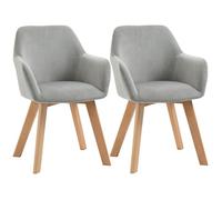 HOMCOM - Lot de 2 chaises de salle à manger - Tissu polyester effet velours - 54x57x80cm - Gris