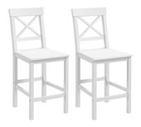 HOMCOM Lot de 2 chaises Hautes, chaises de Bar Style Campagne Chic en Bois Hauteur 60 cm avec Repose-Pieds, dim. 41L x 46l x 97,5H cm Blanc