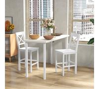 HOMCOM Lot de 2 chaises hautes, chaises de bar style campagne chic en bois hauteur 60 cm avec repose-pieds, blanc