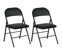 HomCom Lot de 2 chaises pliantes assise et dossier rembourrés en synthétique cadre acier Noir