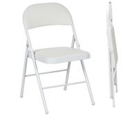 HOMCOM Lot de 2 chaises pliantes chaises de salle à manger portables cadre en acier dim. 45l x 46P x 78H cm blanc