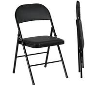 HOMCOM Lot de 2 chaises pliantes chaises de salle à manger portables cadre en acier dim. 45l x 46P x 78H cm noir
