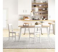 HOMCOM Lot de 2 Chaises Salle à Manger Bois Massif Blanc Dossier à Lattes Style Campagne Confort | Aosom France