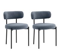 HOMCOM Lot de 2 chaises Salle à Manger Chaise de Cuisine Moderne Chaise de Salon rembourrée en Tissu Effet Laine boucleé avec Dossier et Pieds en Acier Noir, pour Salon Chambre, Gris