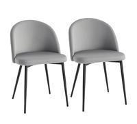 HOMCOM Lot de 2 chaises Salle à Manger Chaise de Cuisine scandinave Chaise en Velours rembourrée avec Pieds effilés en métal, pour Salon, Salle à Manger, Gris