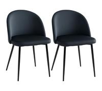 HOMCOM Lot de 2 chaises Salle à Manger Chaise de Cuisine scandinave Chaise en Velours rembourrée avec Pieds effilés en métal, pour Salon, Salle à Manger, Noir