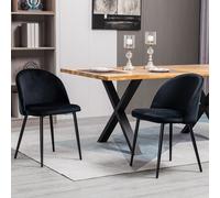 HOMCOM Lot de 2 chaises salle à manger chaise de cuisine scandinave chaise en velours rembourrée avec pieds effilés en métal