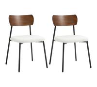 Lot de 2 chaises de salle à manger - HOMCOM - assise effet bouclette - dossier courbé effet bois, crème