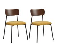 Lot de 2 chaises de salle à manger - HOMCOM - assise effet bouclette - dossier courbé effet bois, jaune