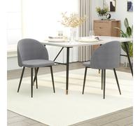 HOMCOM Lot de 2 Chaises Scandinaves Gris Velours Ergonomiques Pieds Métal Noir pour Cuisine | Aosom France