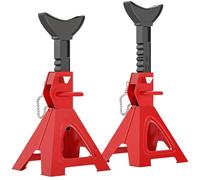 HOMCOM Lot de 2 chandelles Voiture, chandelles de Levage capacité 3 tonnes, Hauteur réglable de 290 à 418 mm, Grande Base avec goupille de sécurité, pour véhicule, Caravane, Atelier, Garage, Rouge