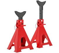 HOMCOM Lot de 2 chandelles Voiture, chandelles de Levage capacité 6 tonnes, Hauteur réglable de 375 à 592 mm, Grande Base avec goupille de sécurité, pour véhicule, Caravane, Atelier, Garage, Rouge