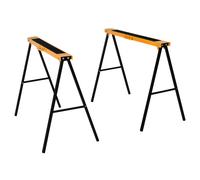 HOMCOM Lot de 2 chevalets pliants en métal antidérapants, charge maximale 125 kg, orange et noir