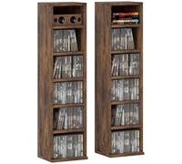 HOMCOM Lot de 2 Étagères Colonnes 21 x 22,5 x 88,5 cm Brun Rustique | Armoire de Rangemen CD-DVD 6 + 6 Compartiments, Capacité Max. 204 CD