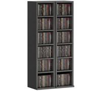HOMCOM Lot de 2 Étagères Colonnes 21 x 22,5 x 88,5 cm Noir | Armoire de Rangemen CD-DVD 6 + 6 Compartiments, Capacité Max. 204 CD