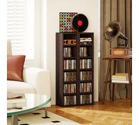 HOMCOM Lot de 2 étagères colonnes armoire de rangement CD-DVD 12 compartiments 21 x 19,2 x 88,3 cm capacité 160 CD marron