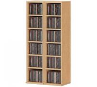 HOMCOM Lot de 2 étagères colonnes armoire de rangement CD-DVD 12 compartiments 21 x 22,5 x 88,5 cm capacité 204 CD bois naturel