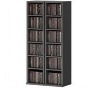 HOMCOM Lot de 2 étagères colonnes armoire de rangement CD-DVD 12 compartiments 21 x 22,5 x 88,5 cm capacité 204 CD noir