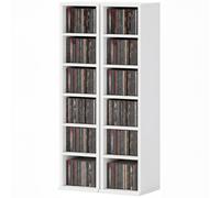 HOMCOM Lot de 2 étagères colonnes armoire de rangement CD-DVD 12 compartiments 21 x 22,5 x 88,5 cm capacité 204 CD blanc