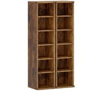 HOMCOM Lot de 2 étagères colonnes armoire de rangement CD-DVD 12 compartiments 21 x 22,5 x 88,5 cm capacité 204 CD marron