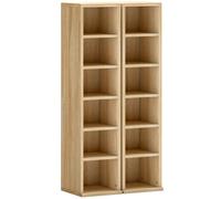 HOMCOM Lot de 2 étagères colonnes armoire de rangement CD-DVD 12 compartiments 21 x 22,5 x 88,5 cm capacité 204 CD chêne